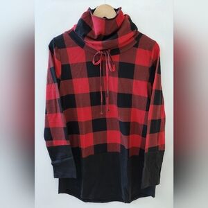 Red Buffalo Check Drawstring Pullover Top
